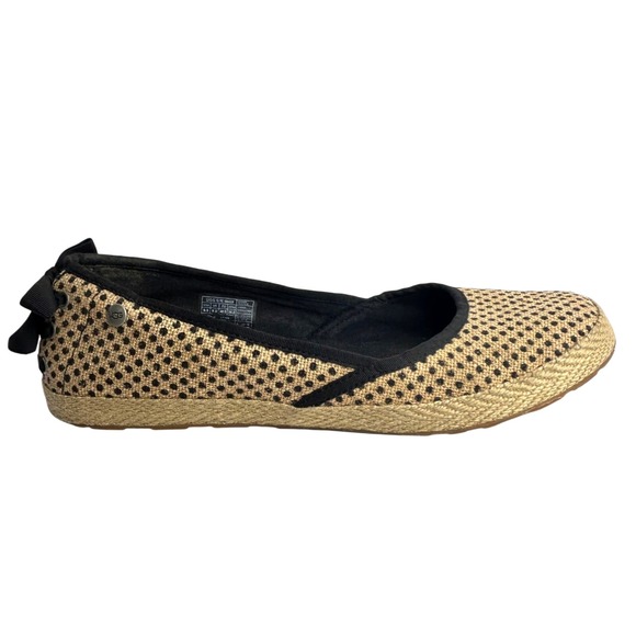 UGG Australia Indah Espadrille Ballet Flats‎ Burlap Polka Dot Bow Accent 9.5 - Picture 1 of 9